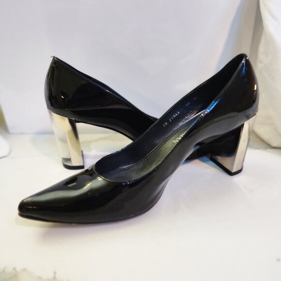 Stuart Weitzman Patent Leather W/Mirrored Clear Heel - Size 10 - Picture 1 of 10